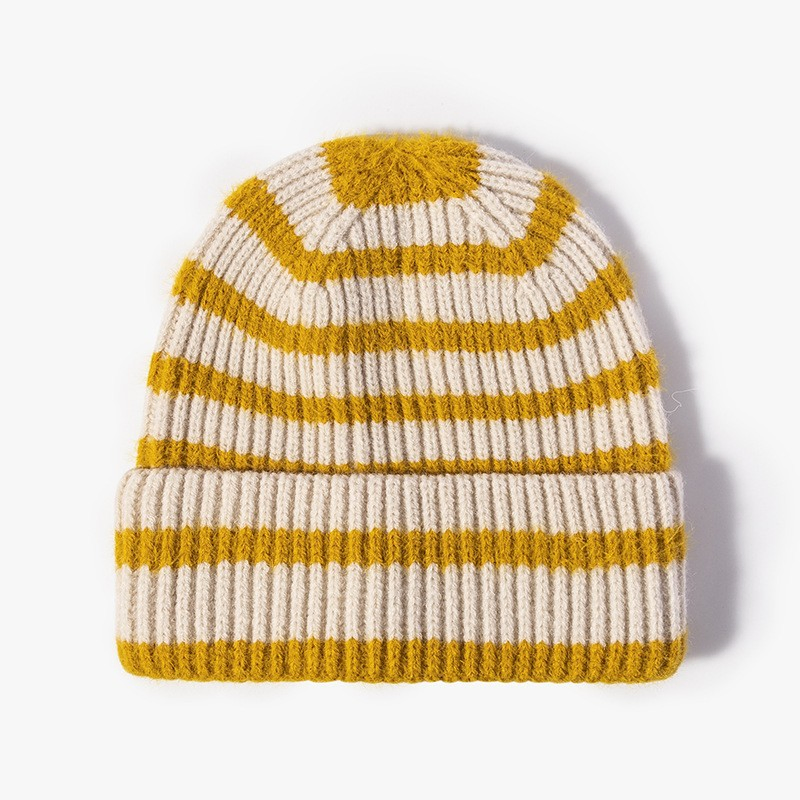 High Quality Fashion Autumn and Winter Hat, Warm Thick Cold Hat, Fashion Striped Hat, Two-Color Beanie Knit Hat