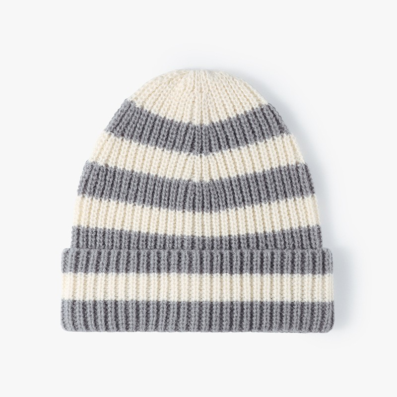 High Quality Fashion Autumn and Winter Hat, Warm Thick Cold Hat, Fashion Striped Hat, Two-Color Beanie Knit Hat