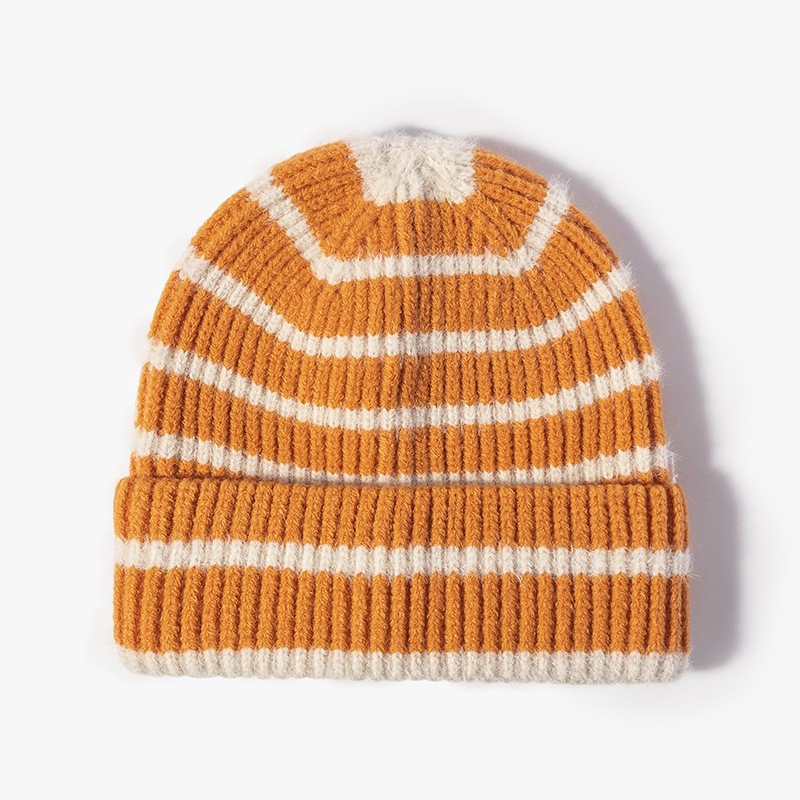 High Quality Fashion Autumn and Winter Hat, Warm Thick Cold Hat, Fashion Striped Hat, Two-Color Beanie Knit Hat