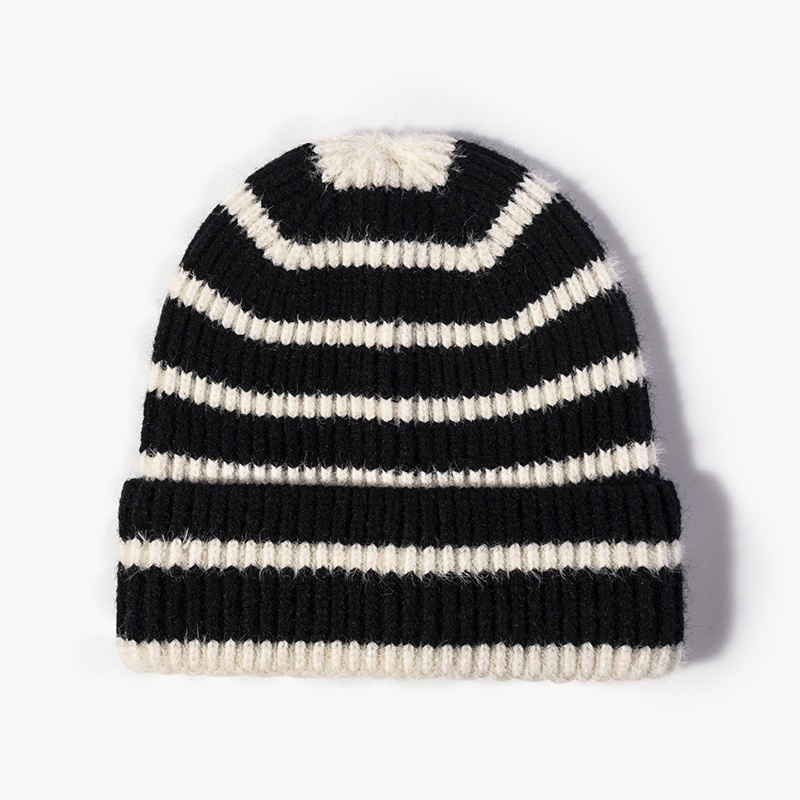 High Quality Fashion Autumn and Winter Hat, Warm Thick Cold Hat, Fashion Striped Hat, Two-Color Beanie Knit Hat