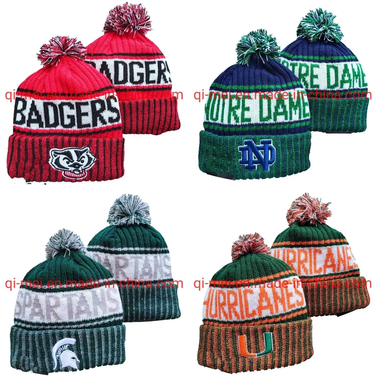Fighting Panthers Syracuse Orange Volunteers Badgers 100th Season POM Sport Knit Hats Beanies