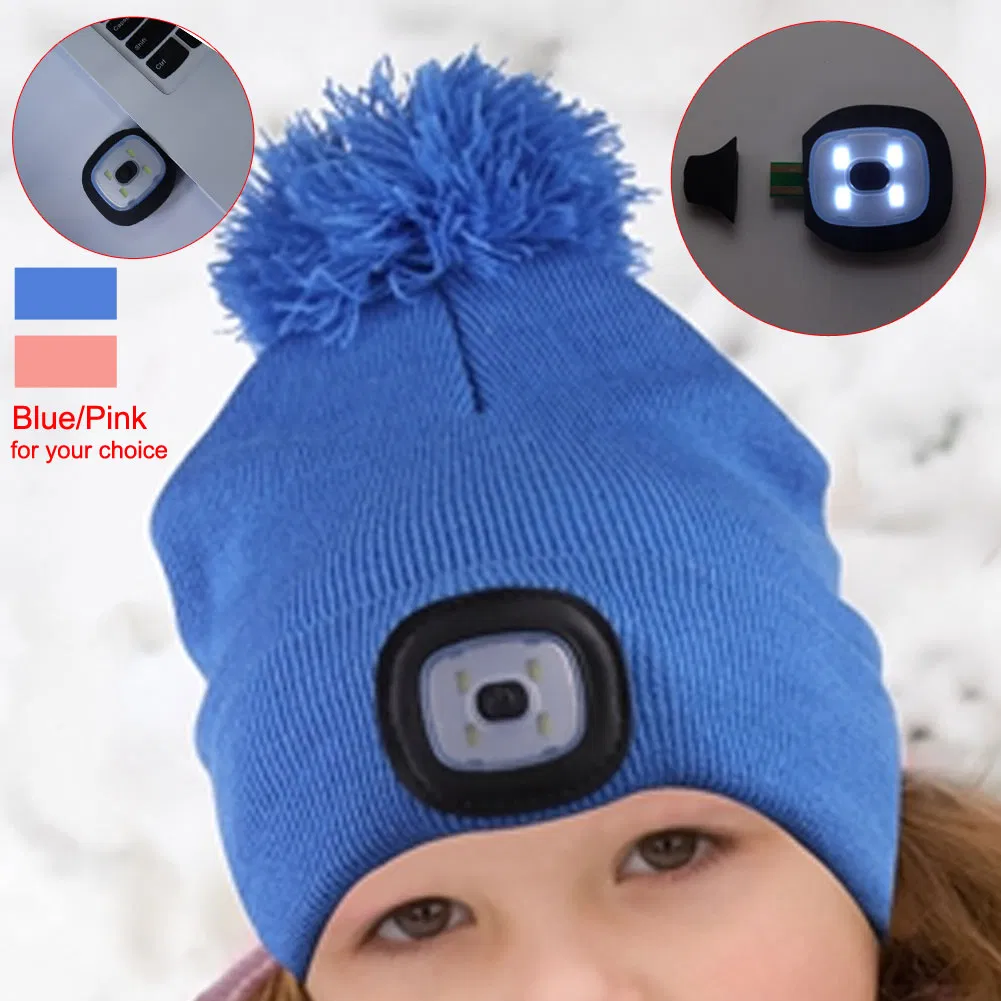 Promotional Custom Gift LED Light Warmer Hat Multi-Function Adult Knitted Beanie Hats