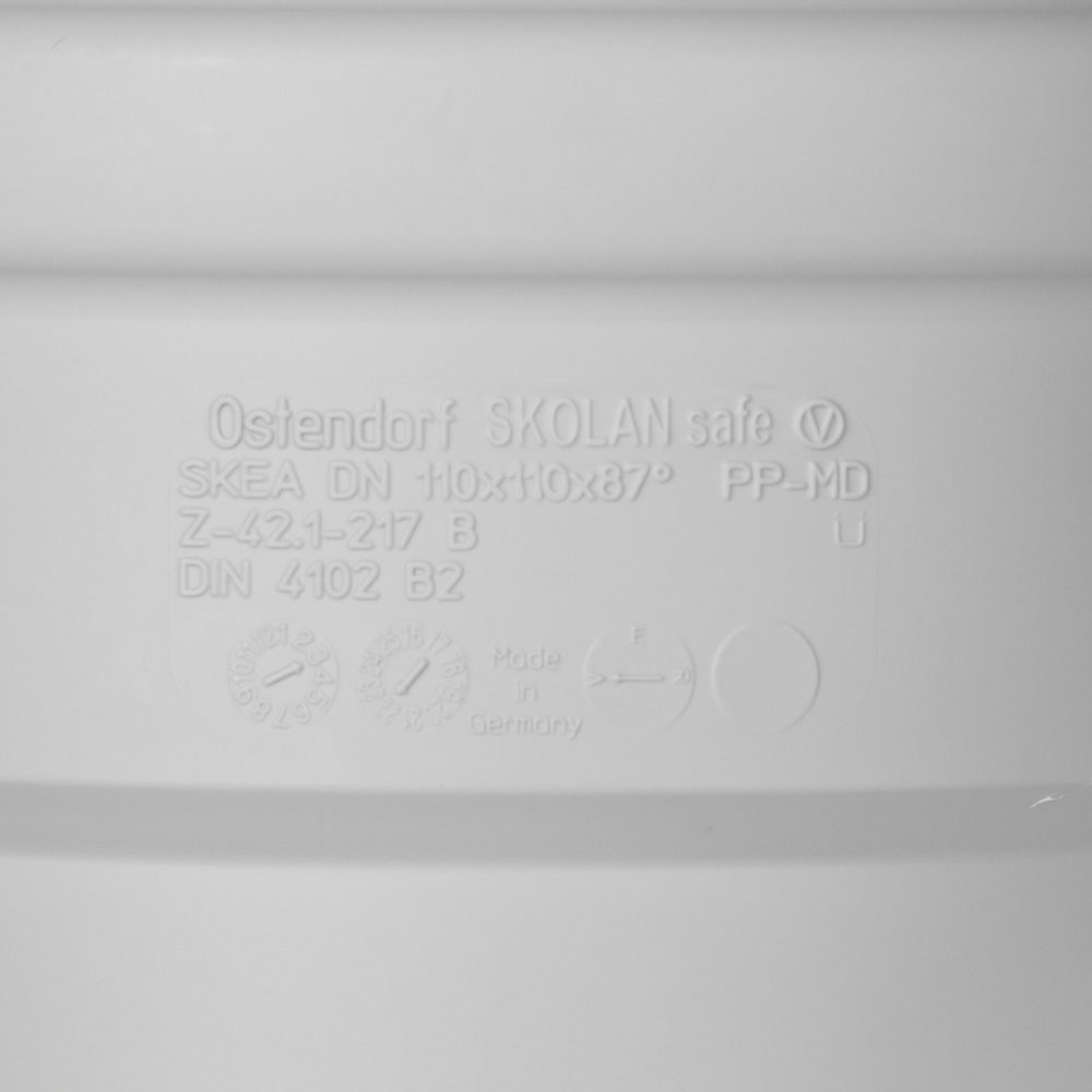 Тройник Ostendorf SKEA d110 мм 87° пластиковый бесшумный для внутренней канализации (335400)