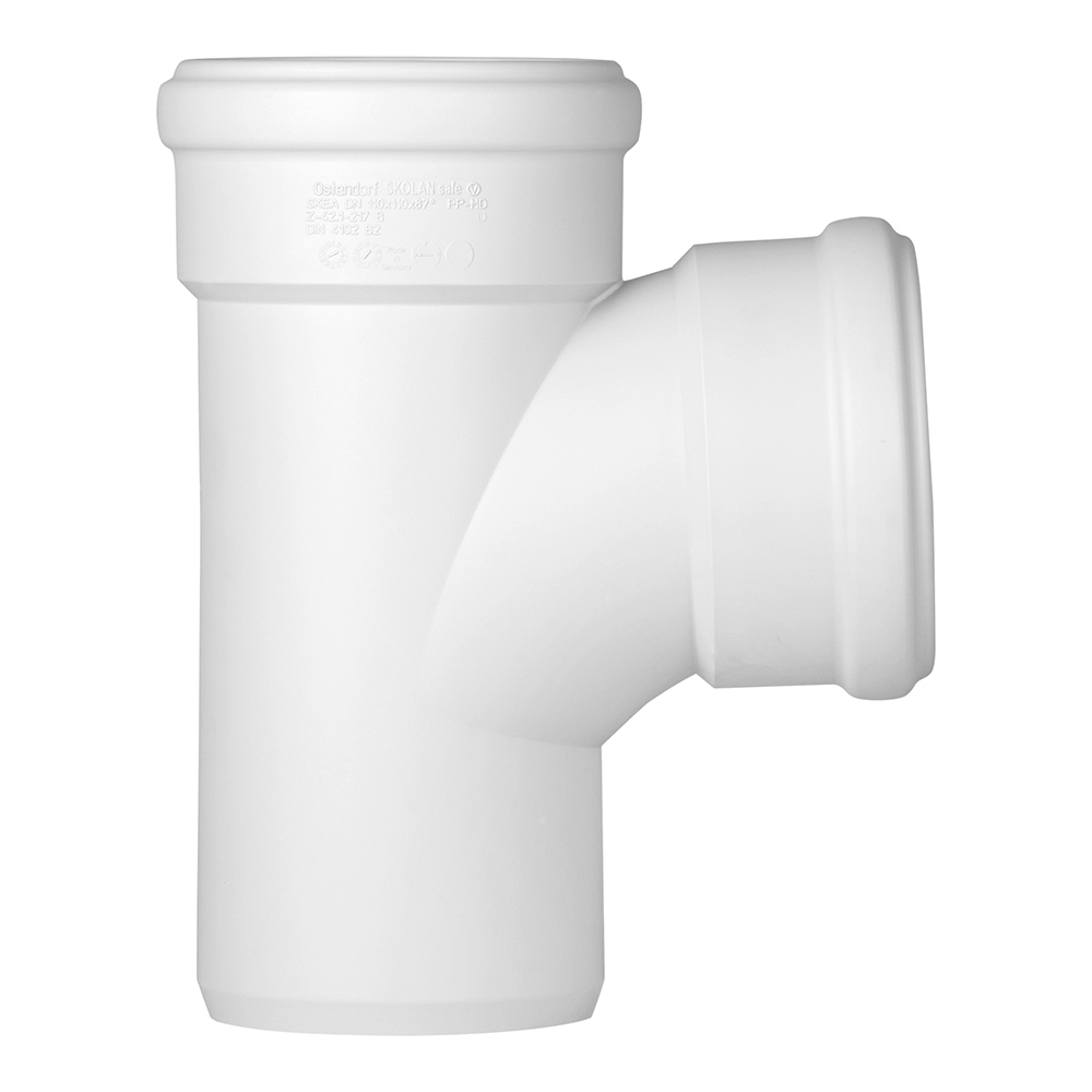 Тройник Ostendorf SKEA d110 мм 87° пластиковый бесшумный для внутренней канализации (335400)