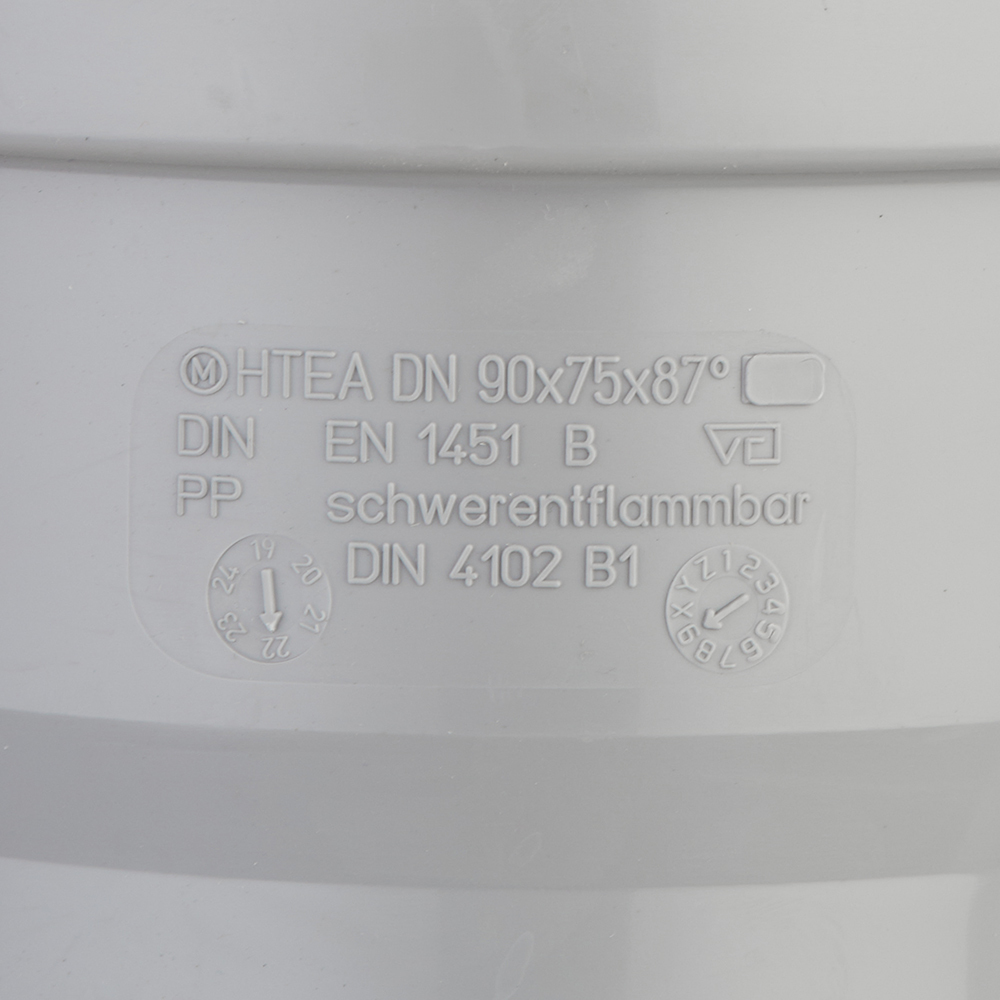 Тройник Ostendorf HTEA d90х75 мм 87° пластиковый для внутренней канализации (114410)