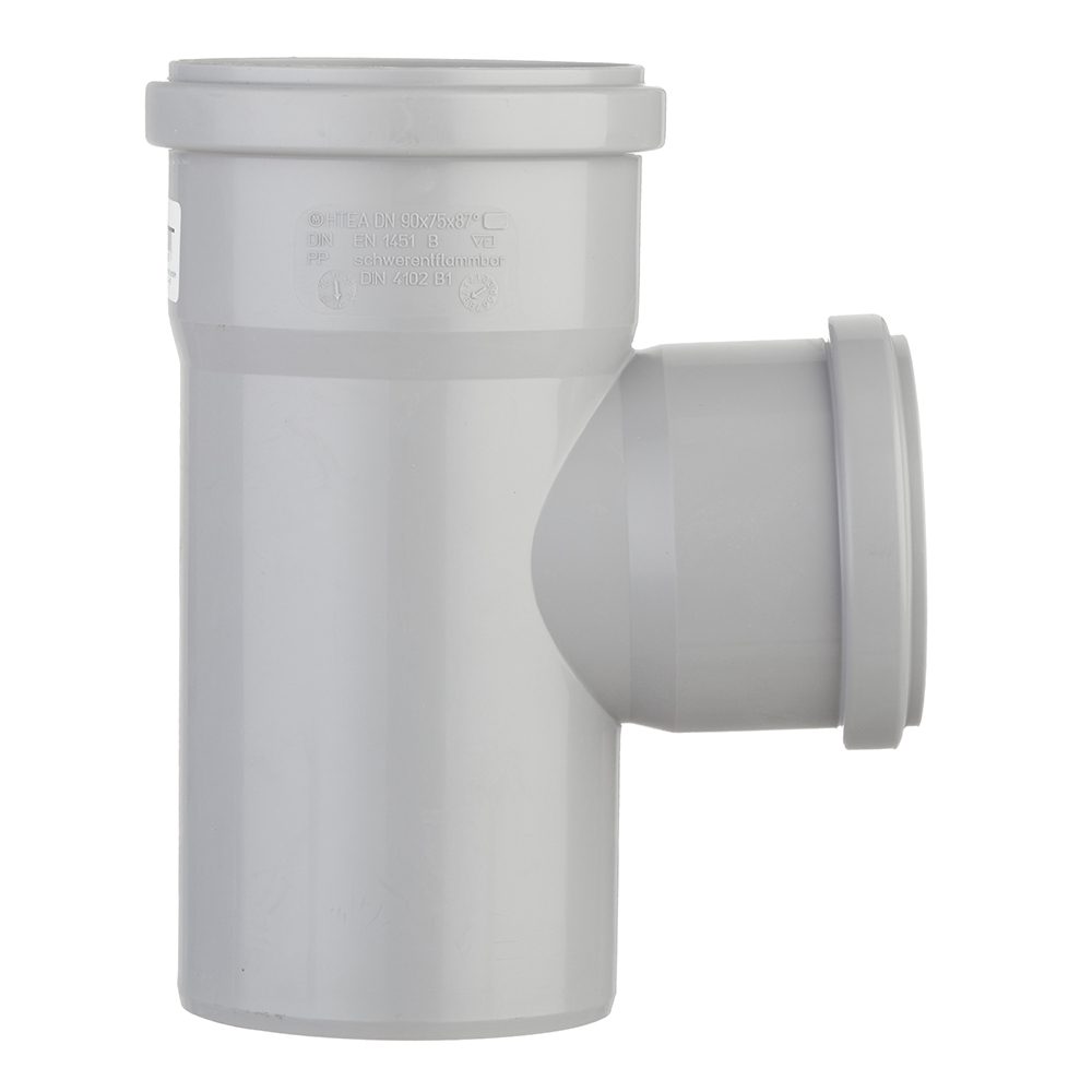 Тройник Ostendorf HTEA d90х75 мм 87° пластиковый для внутренней канализации (114410)