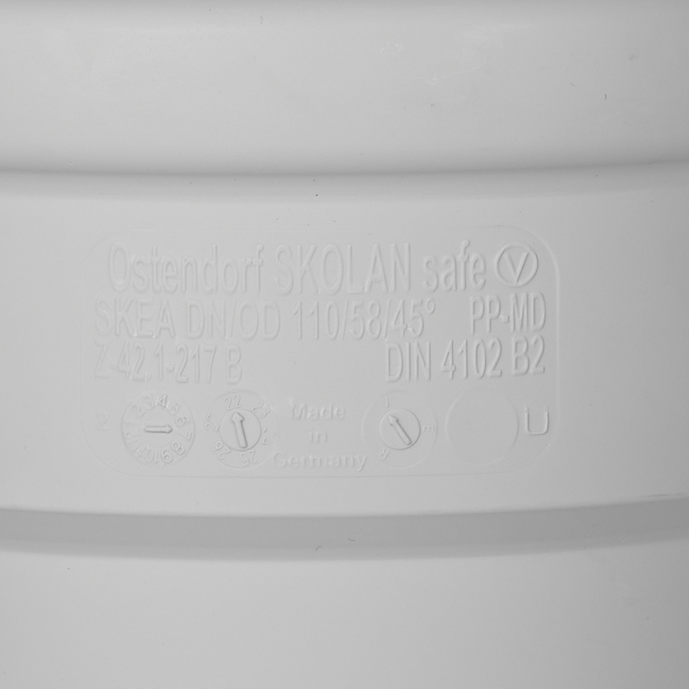 Тройник Ostendorf SKEA d110х58 мм 45° пластиковый бесшумный для внутренней канализации (335220)