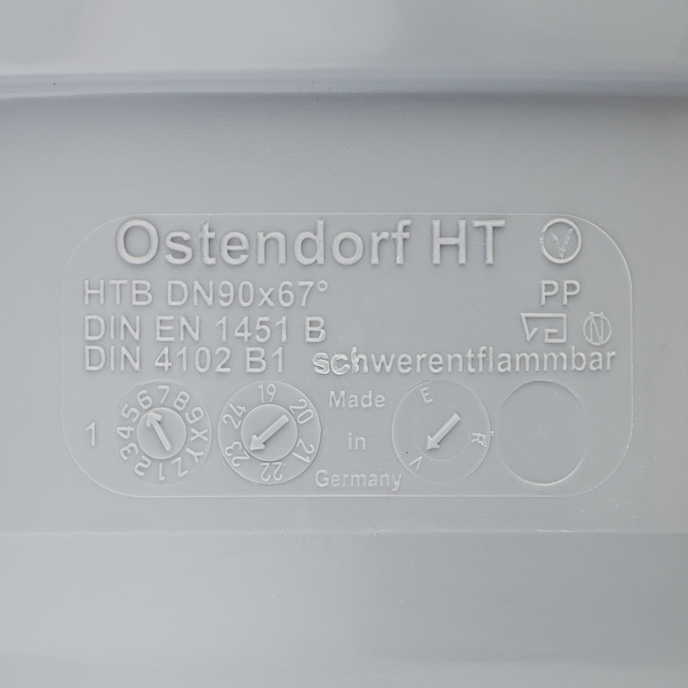 Отвод Ostendorf HTB d90 мм 67° пластиковый для внутренней канализации (114130)