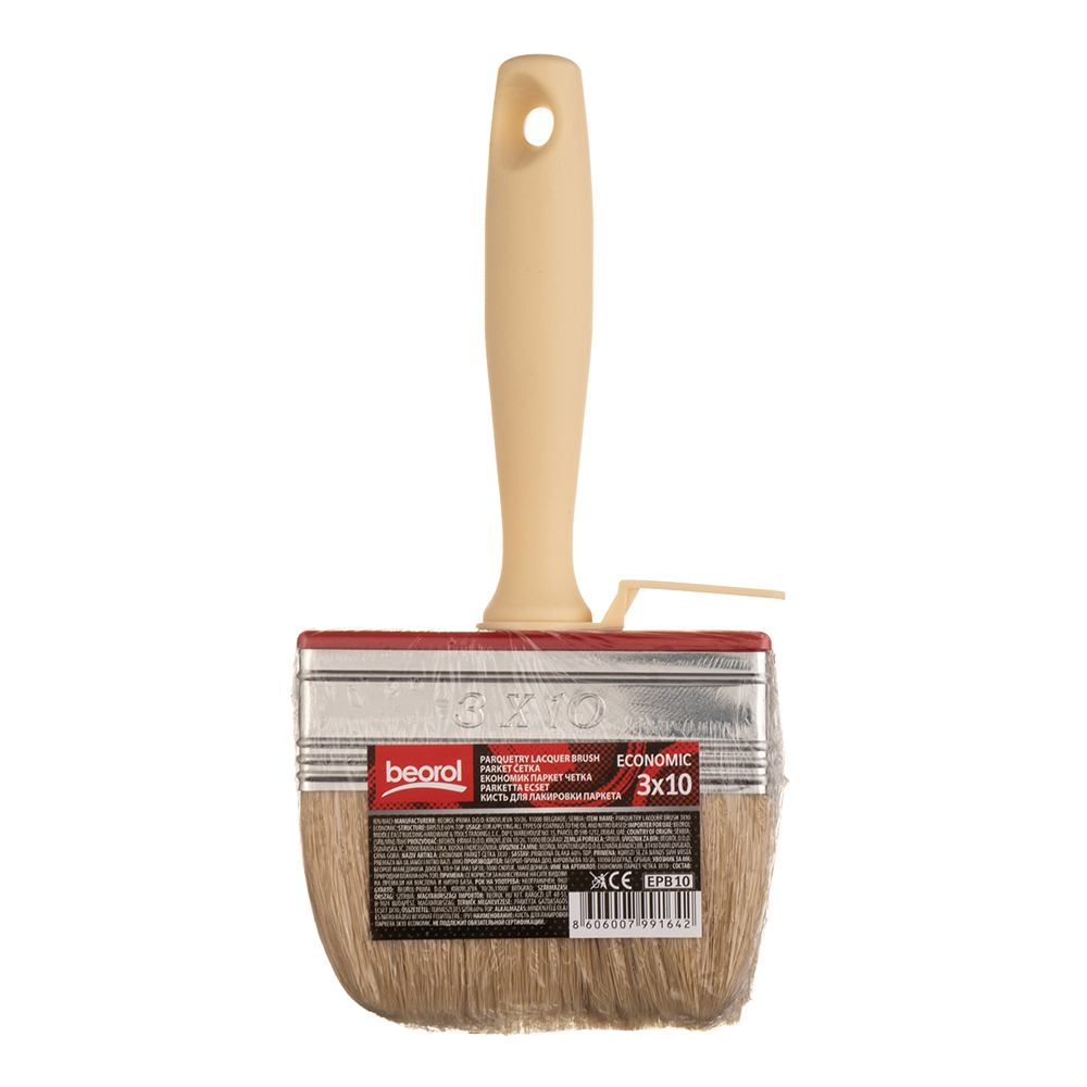 Кисть плоская натуральная щетина пластиковая ручка Beorol 100х31 мм для эмалей и лаков на алкидной основе
