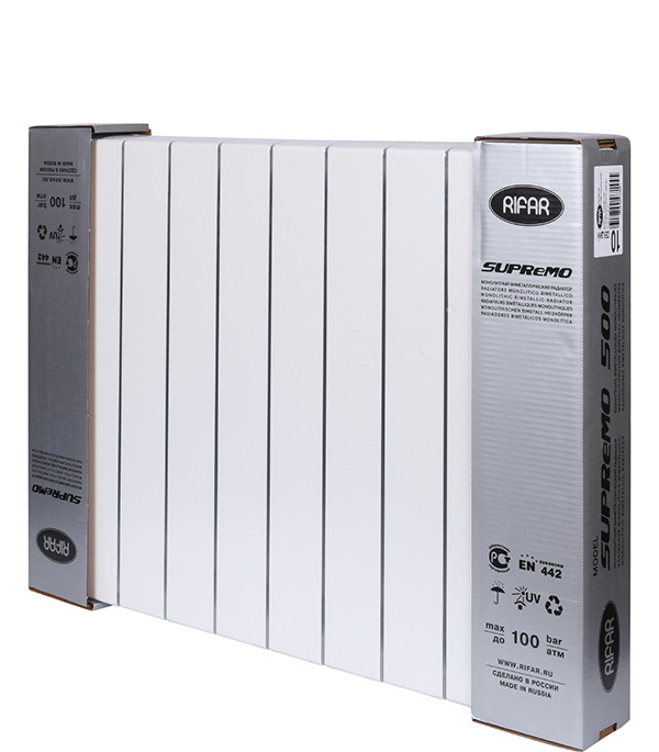 Радиатор биметаллический Rifar Supremo 500 мм 10 секций 3/4 боковое подключение белый