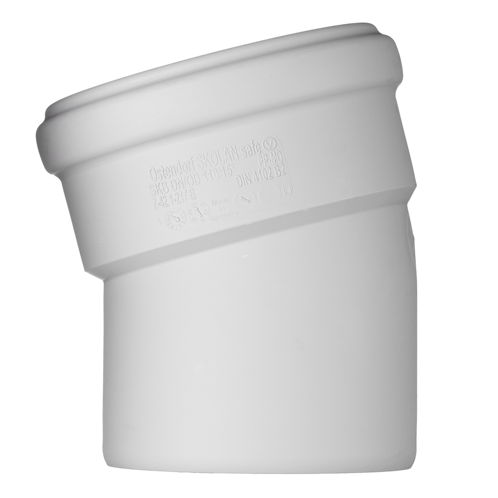 Отвод Ostendorf SKB d110 мм 15° пластиковый бесшумный для внутренней канализации (335100)