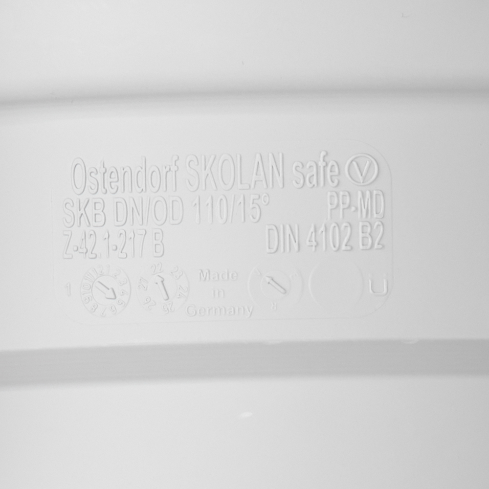 Отвод Ostendorf SKB d110 мм 15° пластиковый бесшумный для внутренней канализации (335100)