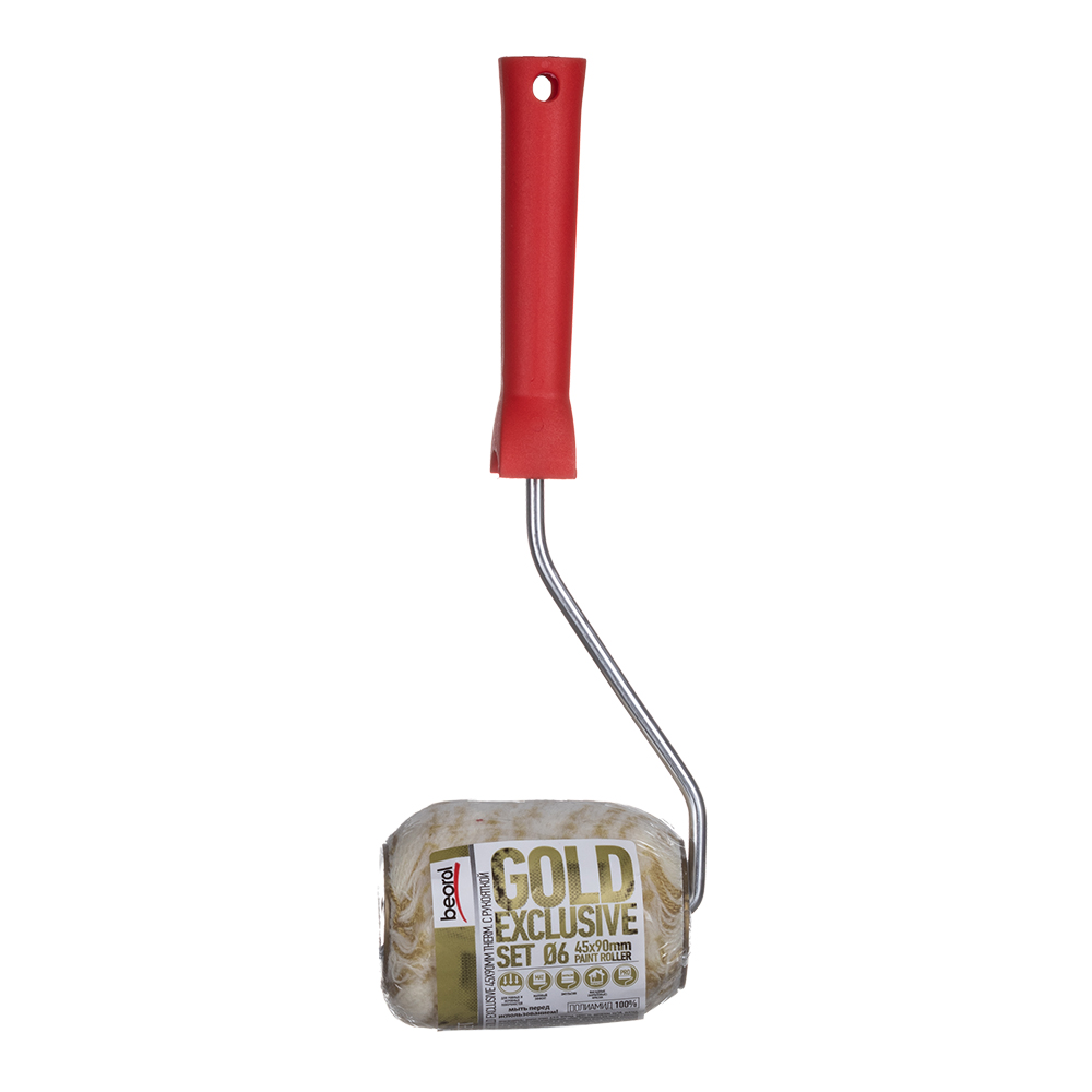 Валик полиамид 90 мм стержень 8 мм d45 мм ворс 20 мм для водной и алкидной основы с ручкой Beorol Gold Exclusive