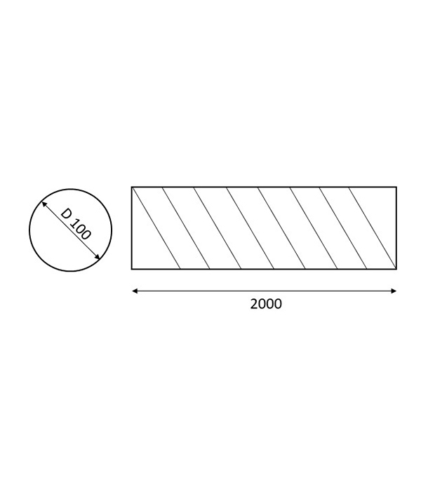 Воздуховод круглый оцинкованный d100 мм 2 м