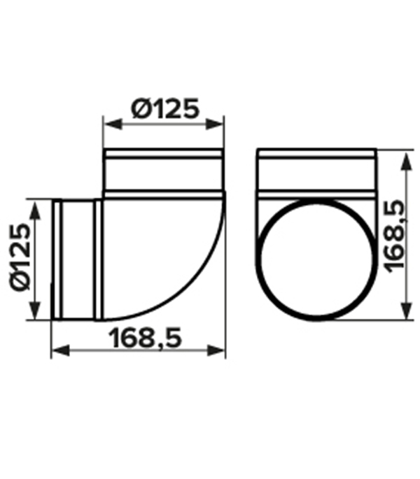 Колено для круглых воздуховодов Era пластиковое d125 мм 90°
