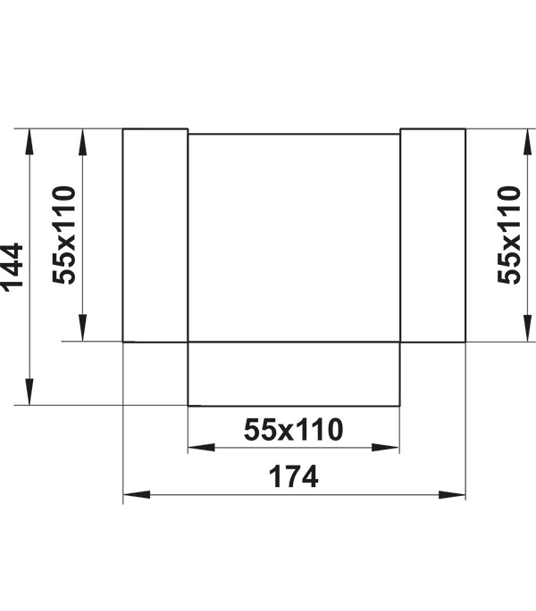 Тройник пластиковый для плоских воздуховодов 55х110 мм 90°