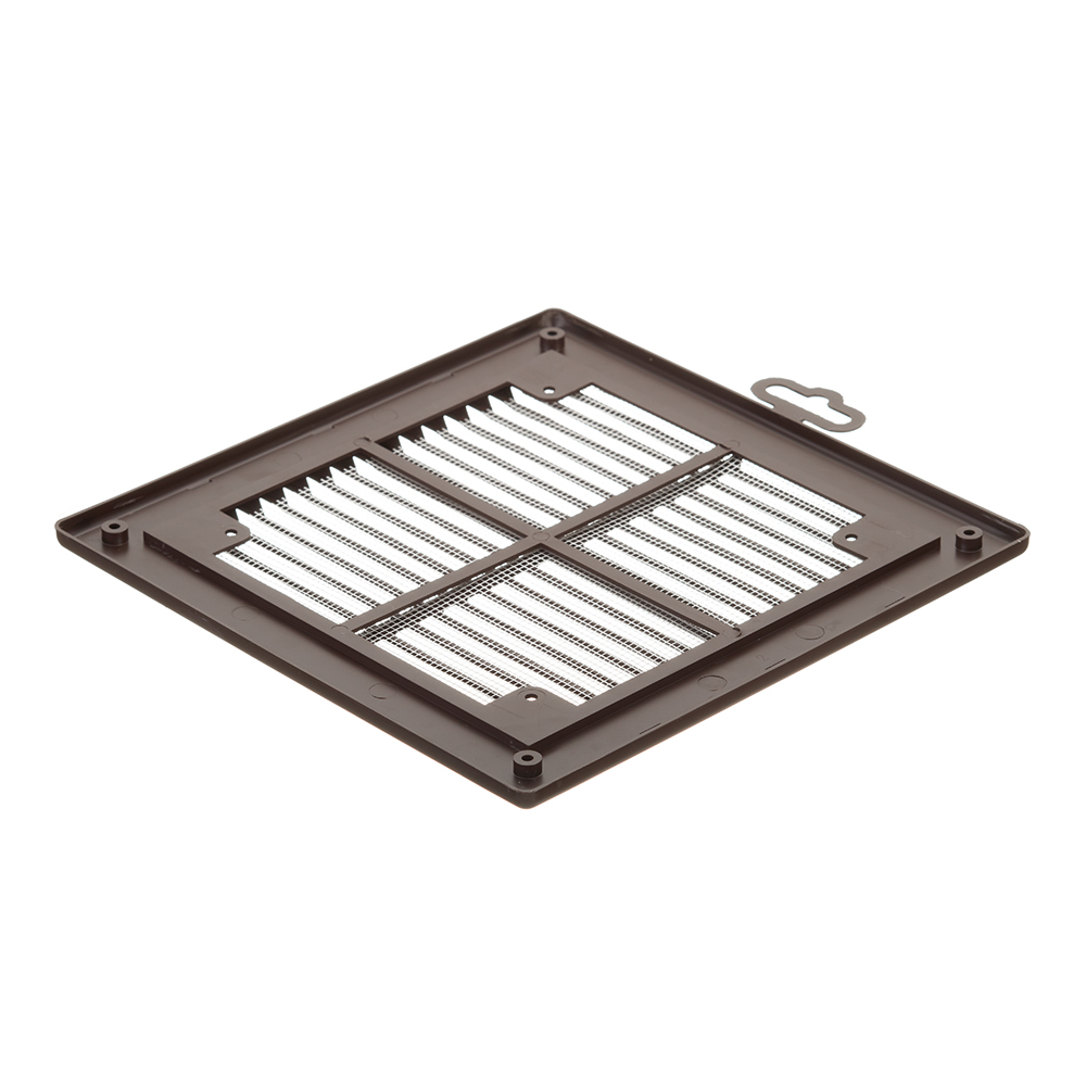 Решетка вентиляционная пластиковая приточно-вытяжная Era Р 208х208 мм с сеткой коричневая