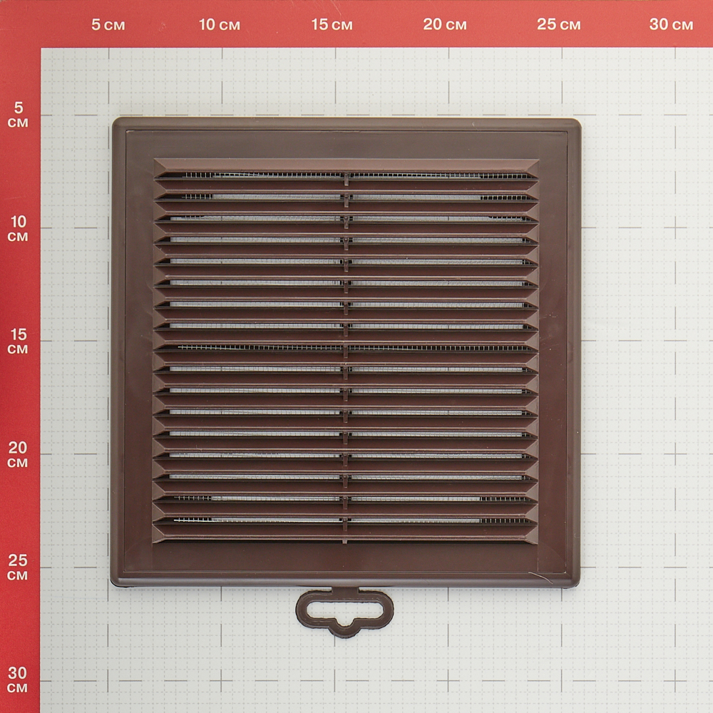 Решетка вентиляционная пластиковая приточно-вытяжная Era Р 208х208 мм с сеткой коричневая