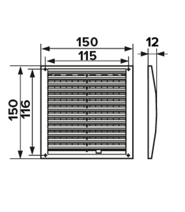 Решетка вентиляционная пластиковая приточно-вытяжная Era РРП 150х150 мм регулируемая белая