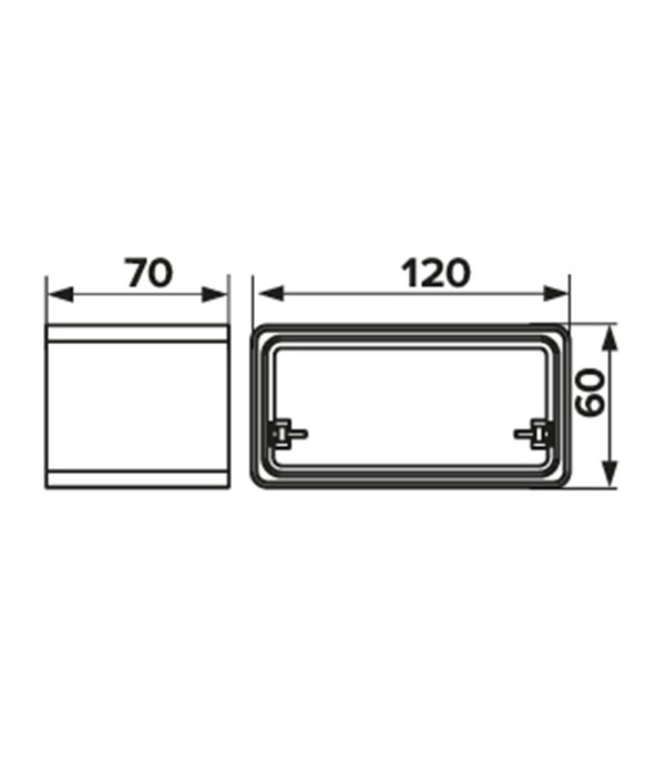 Соединитель пластиковый для плоских воздуховодов 60х120 мм