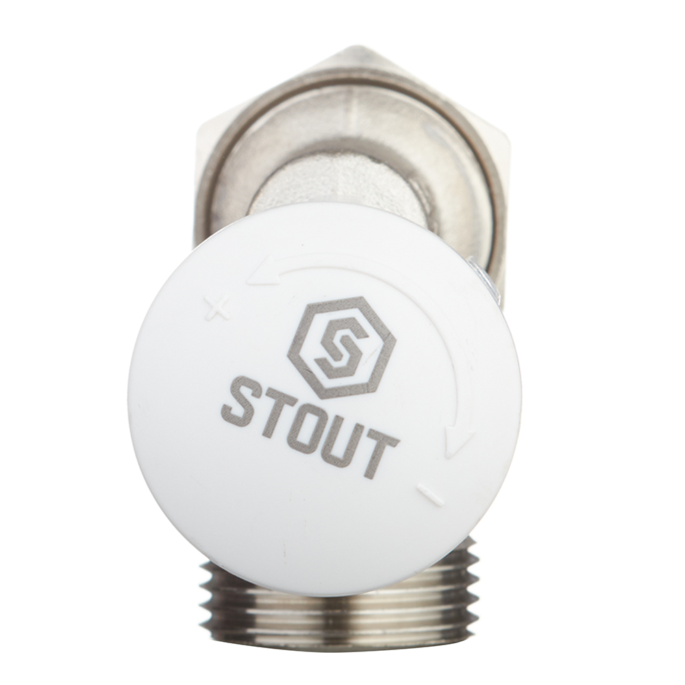Клапан термостатический угловой Stout 1/2 ВР(г) х 3/4 НР(ш) ЕК для радиатора (SVT-0005-100015)