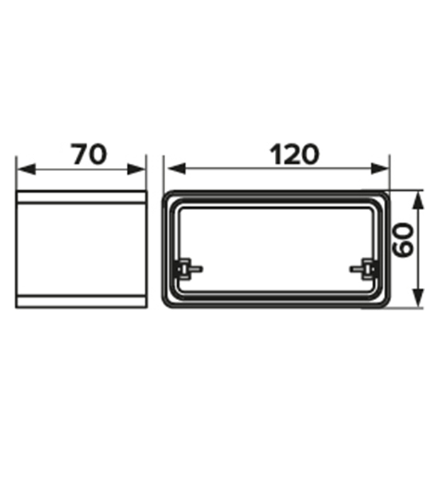 Соединитель пластиковый для плоских воздуховодов 60х120 мм с обратным клапаном