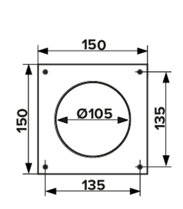 Накладка для круглых воздуховодов настенная Era пластиковая 150х150 мм d100 мм