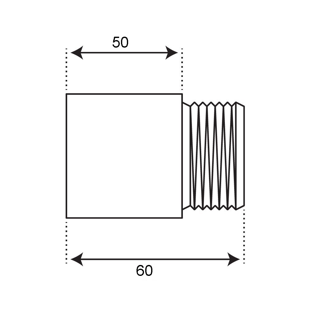 Удлинитель 50 мм х 1/2 ВР(г) х 1/2 НР(ш) латунный