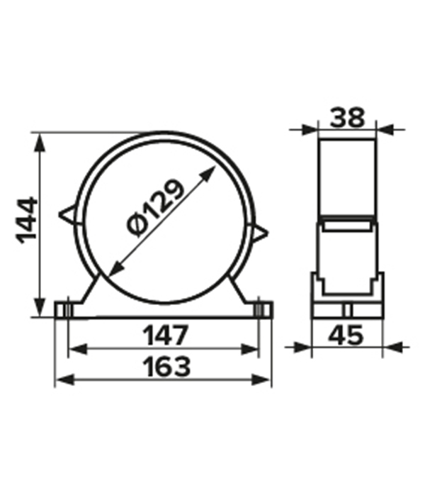 Держатель для круглых воздуховодов Era с уплотнителем пластиковый d125 мм
