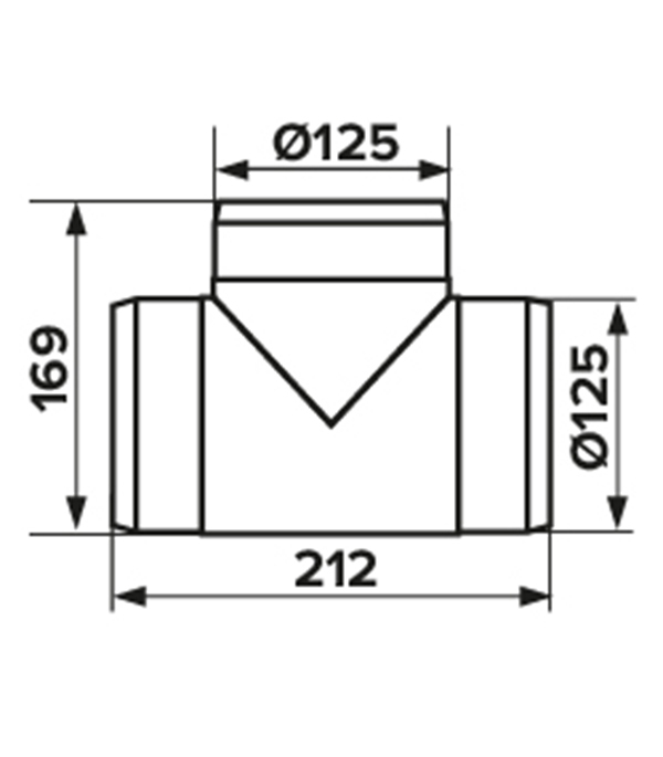 Тройник для круглых воздуховодов Era пластиковый d125 мм 90°