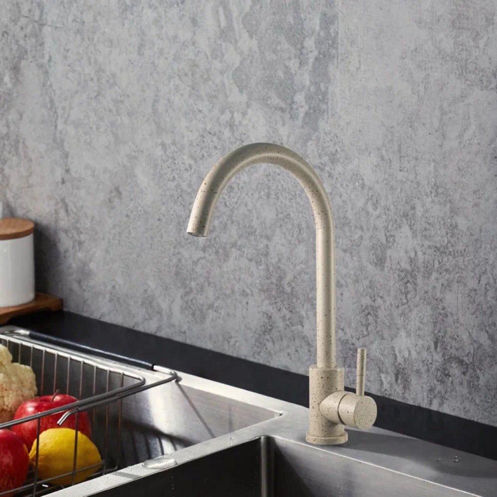 Смеситель для кухни Esko Kitchen бежевый с высоким изливом однорычажный (K45 Beige)