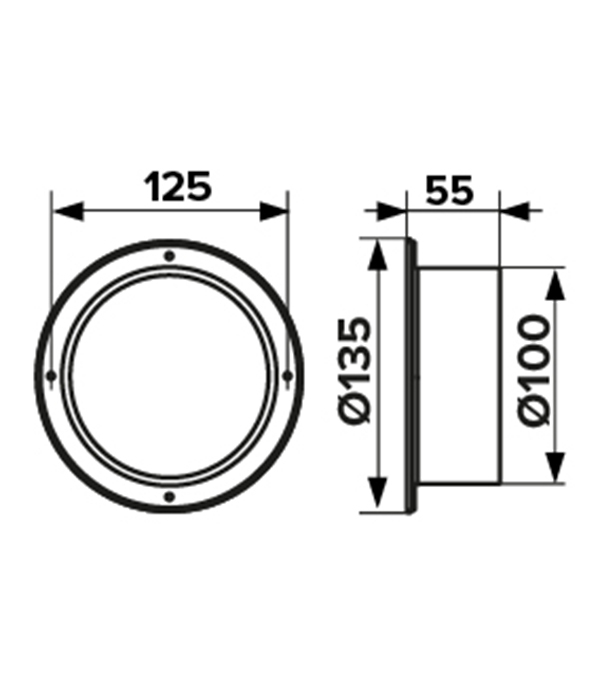 Фланец для круглых воздуховодов d100 мм Era пластиковый