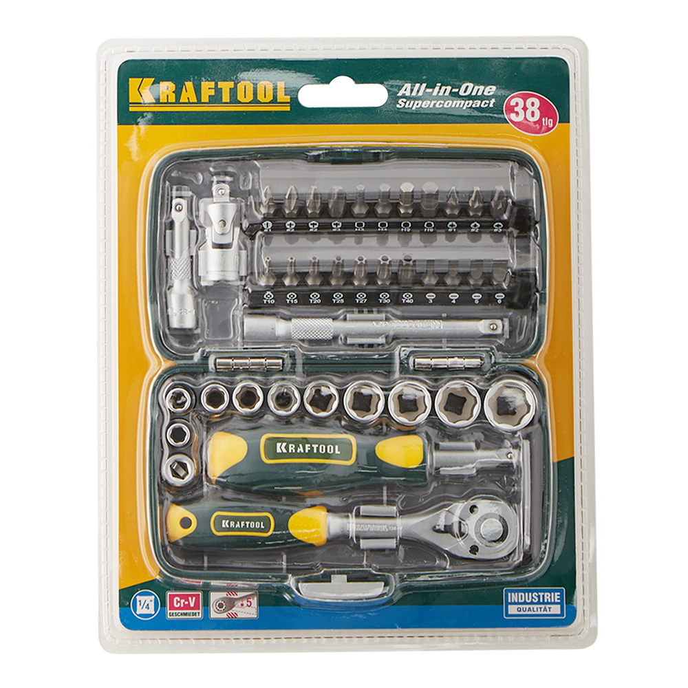 Набор бит и торцевых головок Kraftool (27970-H38) (38 шт.)