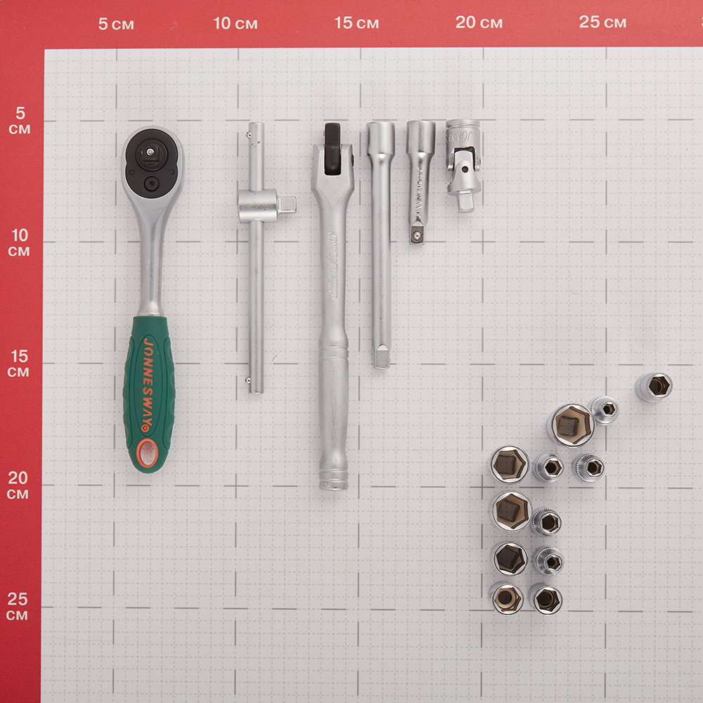 Набор торцевых головок с трещоткой Jonnesway 1/4" (S04H2118S) (18 шт.)