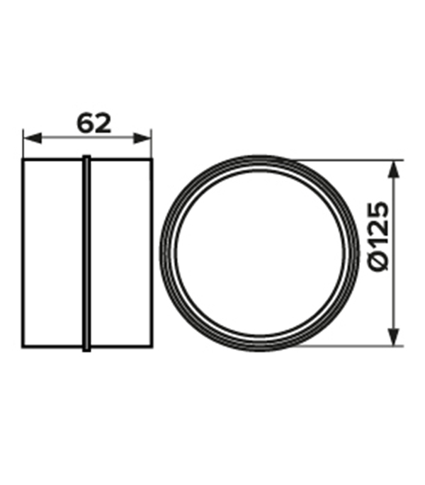 Соединитель для круглых воздуховодов Era с обратным клапаном пластиковый d125 мм