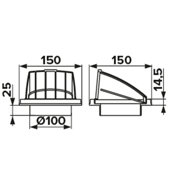 Выход вентиляционный настенный Era с обратным клапаном и с фланцем d100 мм пластиковый 150х150 мм