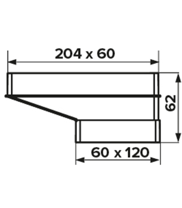 Соединитель эксцентриковый пластиковый для плоских воздуховодов 60х120 мм с плоскими 60х204 мм