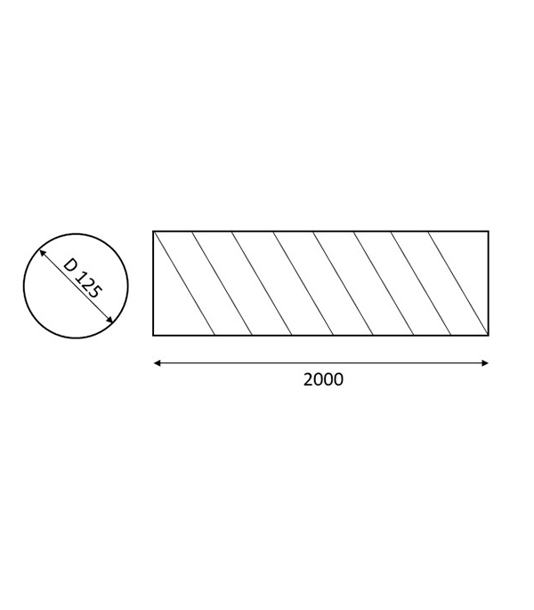 Воздуховод круглый оцинкованный d125 мм 2 м