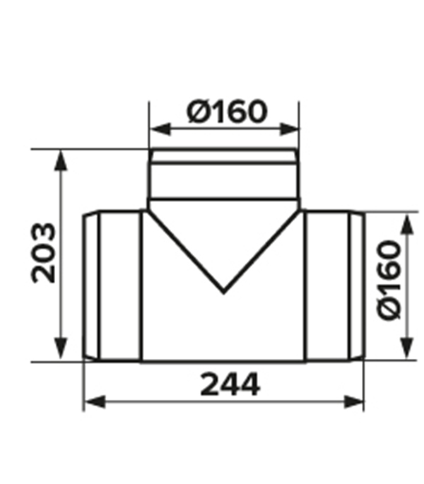 Тройник для круглых воздуховодов ERA пластиковый d160 мм 90°