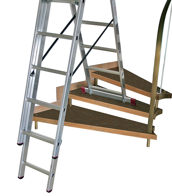 Лестница алюминиевая трансформер трехсекционная 11 ступеней Krause универсальная