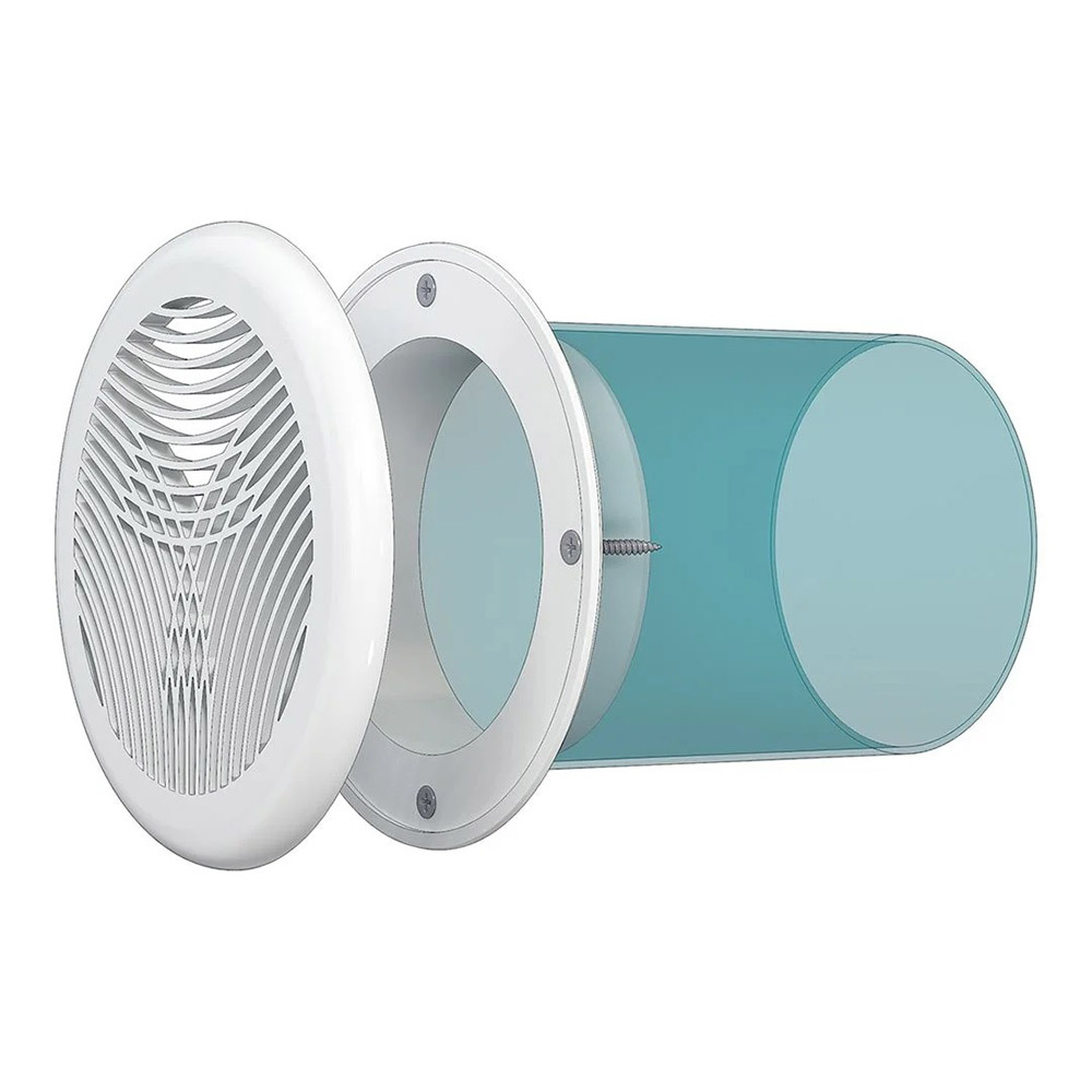 Решетка вентиляционная пластиковая приточно-вытяжная Era РПКФ d143 мм с фланцем d100 мм белая