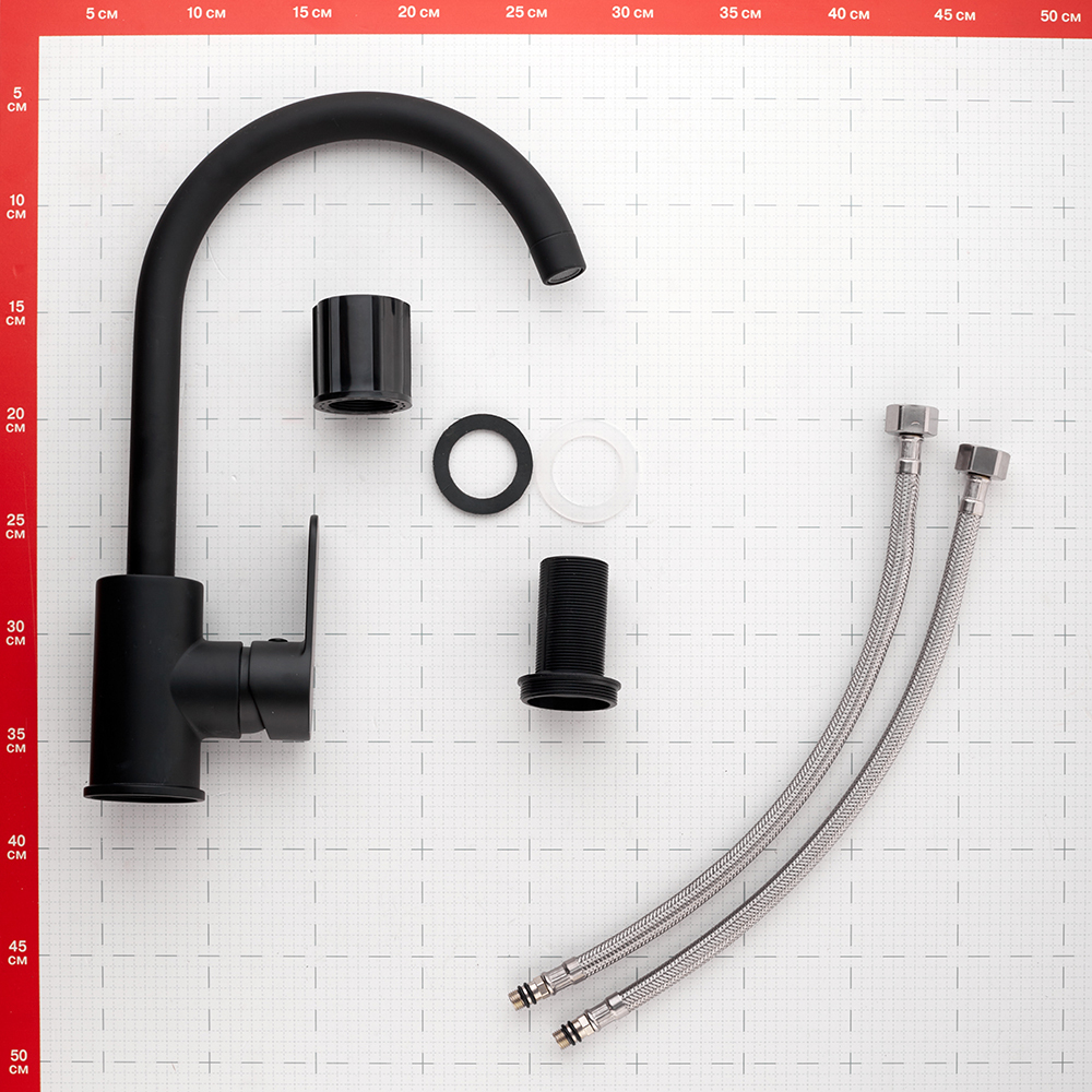 Смеситель для кухни Milardo Poli черный с высоким изливом однорычажный (POLBLJ0M05)