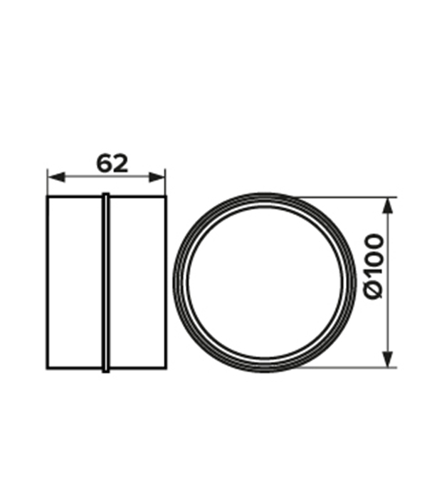Соединитель для круглых воздуховодов ERA с обратным клапаном пластиковый d100 мм