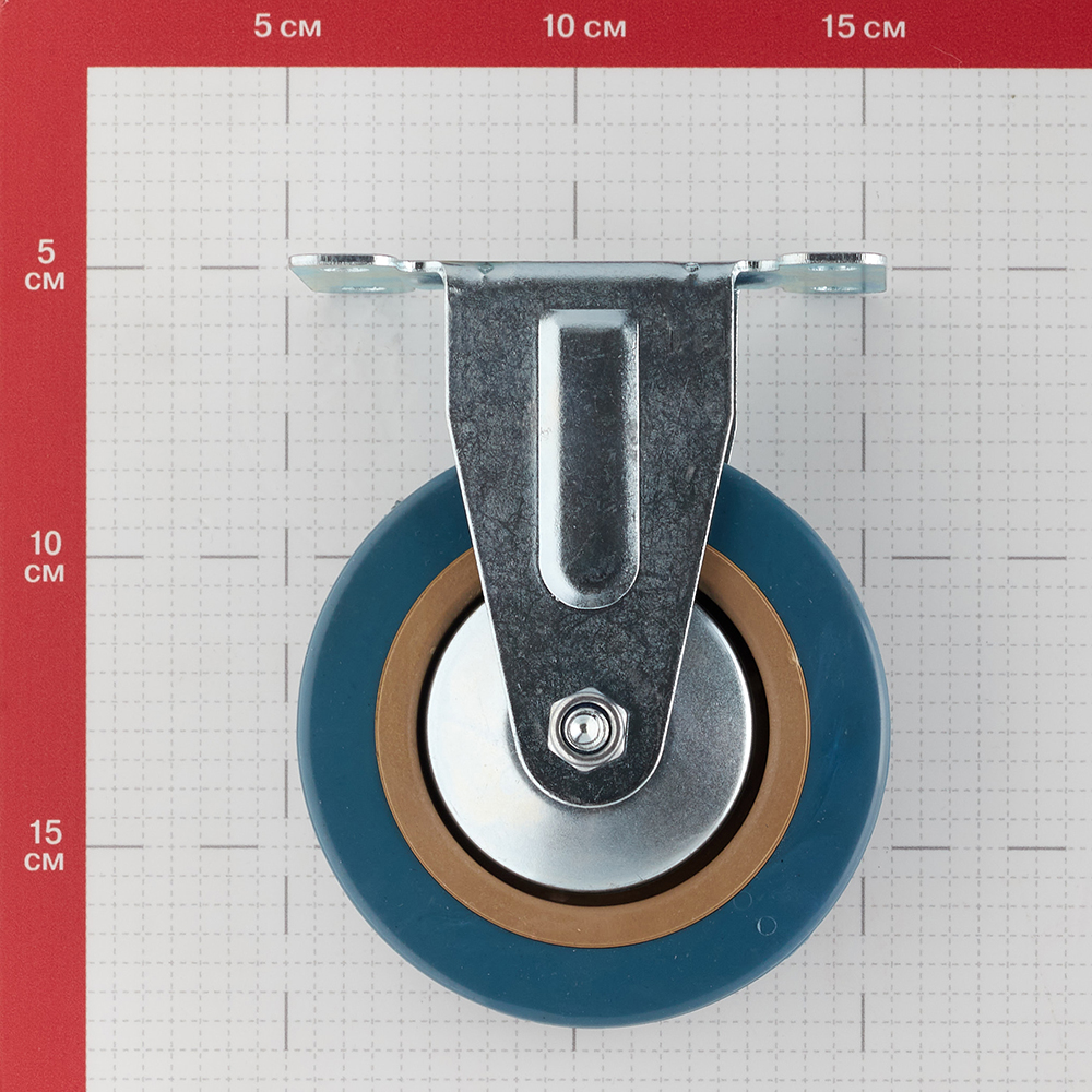 Опора колесная неповоротная пластик/резина на площадке 100 мм серая (1 шт.)