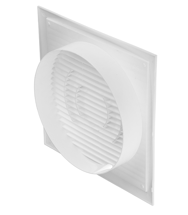 Решетка вентиляционная пластиковая торцевая Era РСФ 200х200 мм с фланцем d160 мм белая