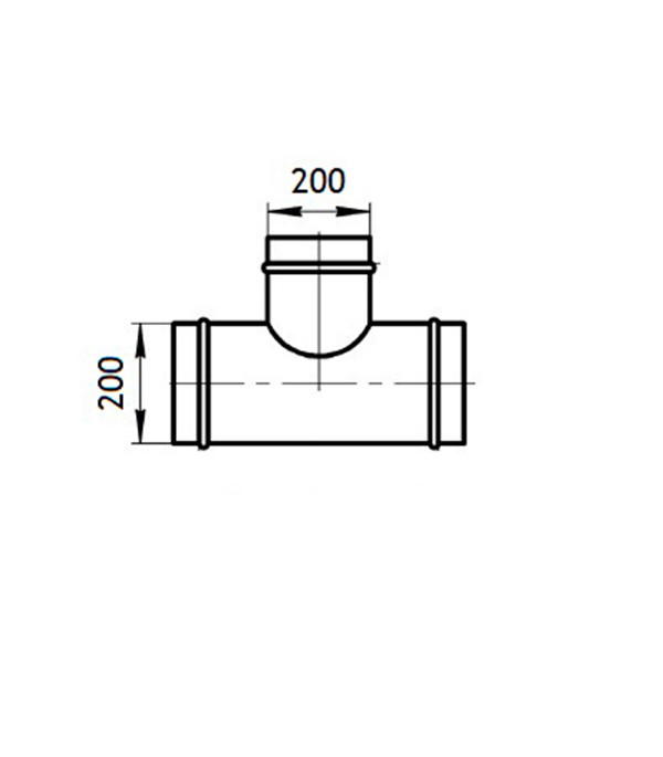 Тройник для круглых воздуховодов d200 мм 90° оцинкованный