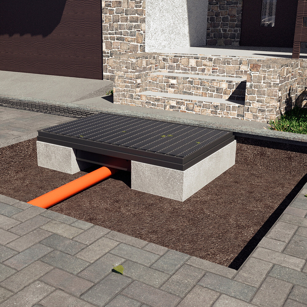 Решетка придверная для поддона Gidrolica 390х590 мм стальная серая