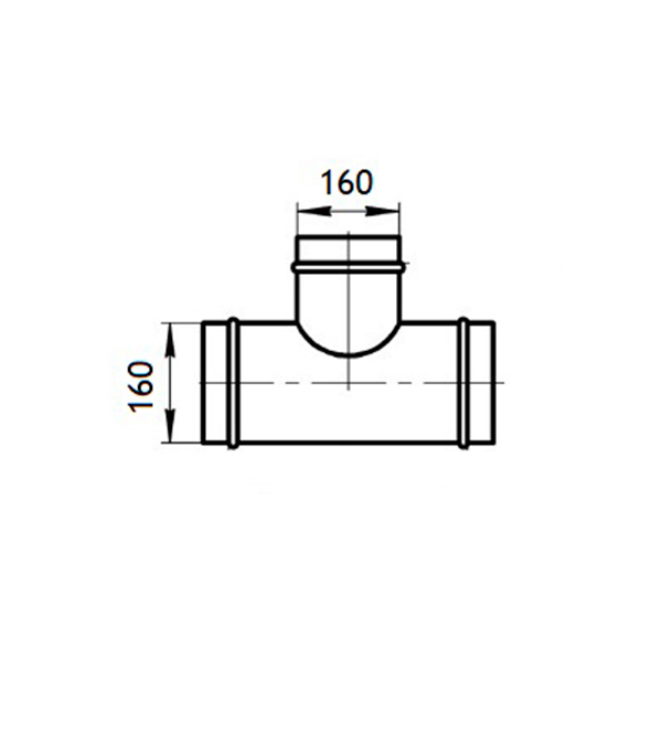 Тройник для круглых воздуховодов d160 мм 90° оцинкованный