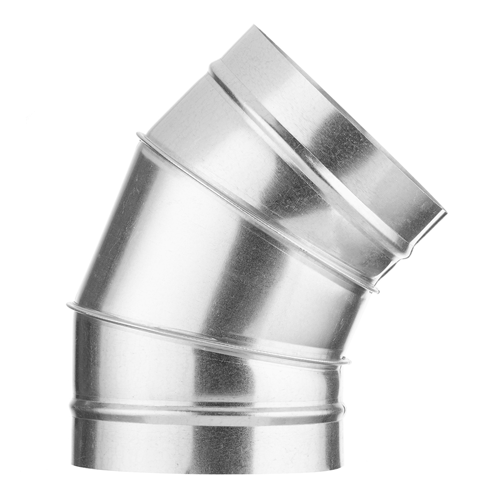 Отвод для круглых воздуховодов d125 мм 45° оцинкованный