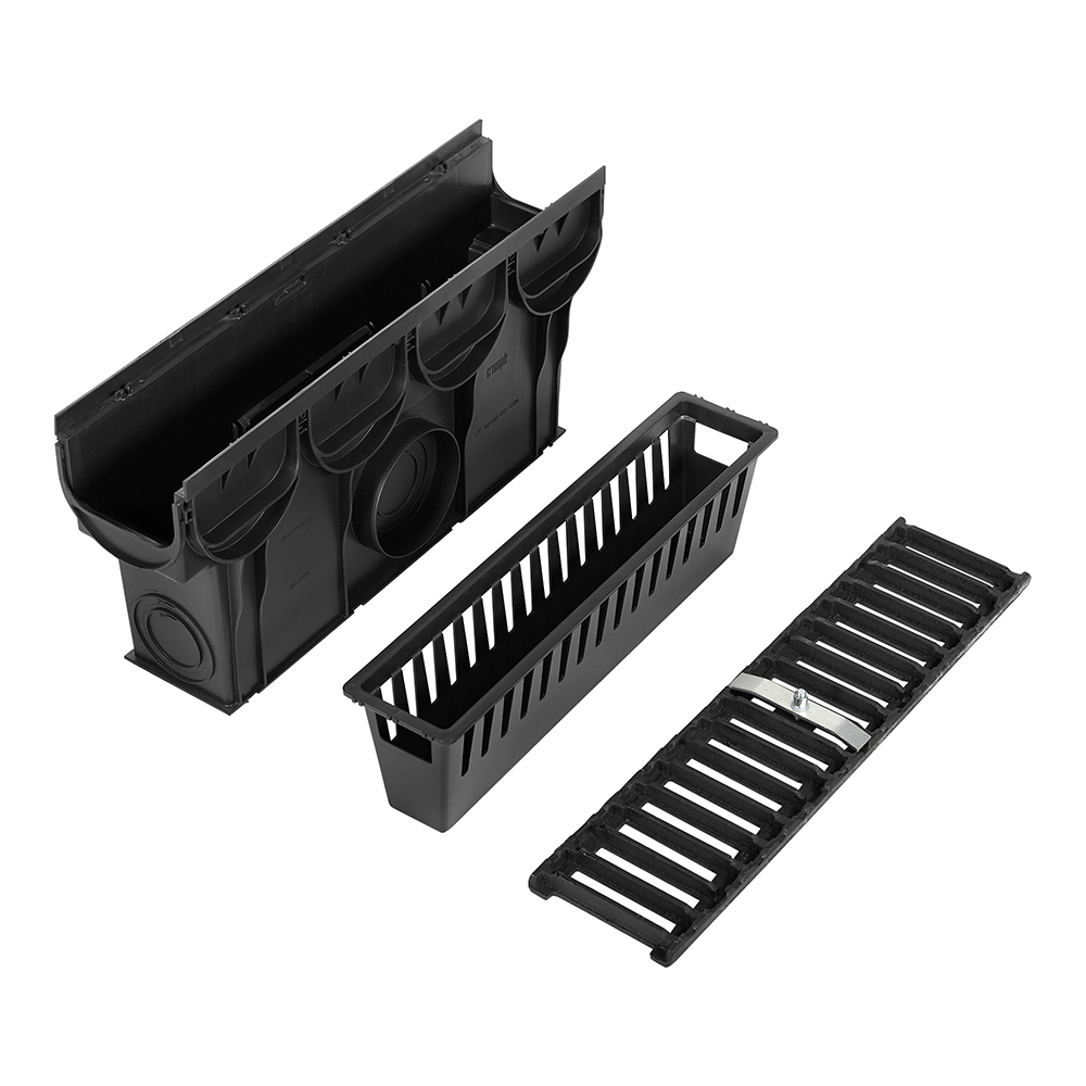 Пескоуловитель для лотка водоотводного пластиковый 500х133х250 мм Standartpark Spark 2/3 с чугунной решеткой (888033)